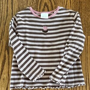 Zara Kids Long Sleeve Shirt with Brown and Pink Stripes